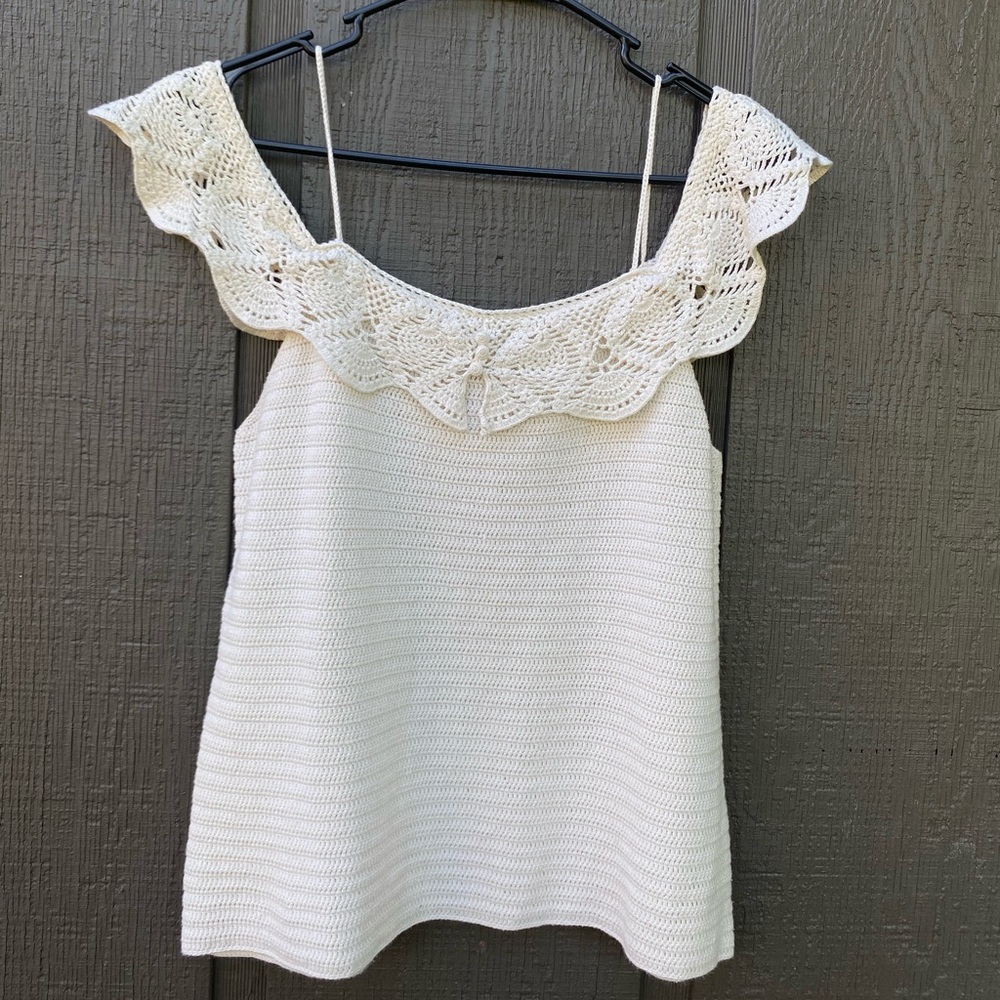 Lauren Ralph Lauren Crochet Cold Shoulder Tank XL